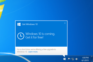 Windows 10 upgrade notification balloon