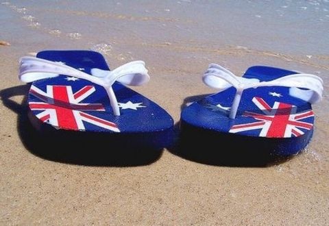 Australian flag thongs on the beach